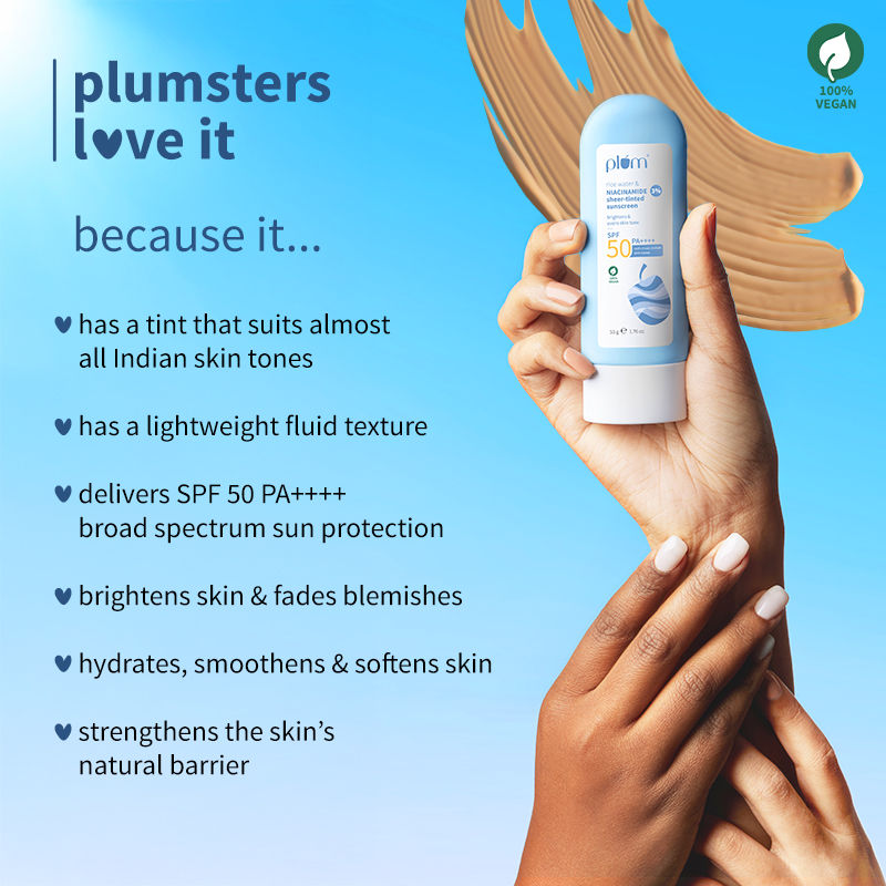 Rice Water & 3% Niacinamide Sheer Tinted Sunscreen With SPF 50 PA++++, For Oily ToDrySkin