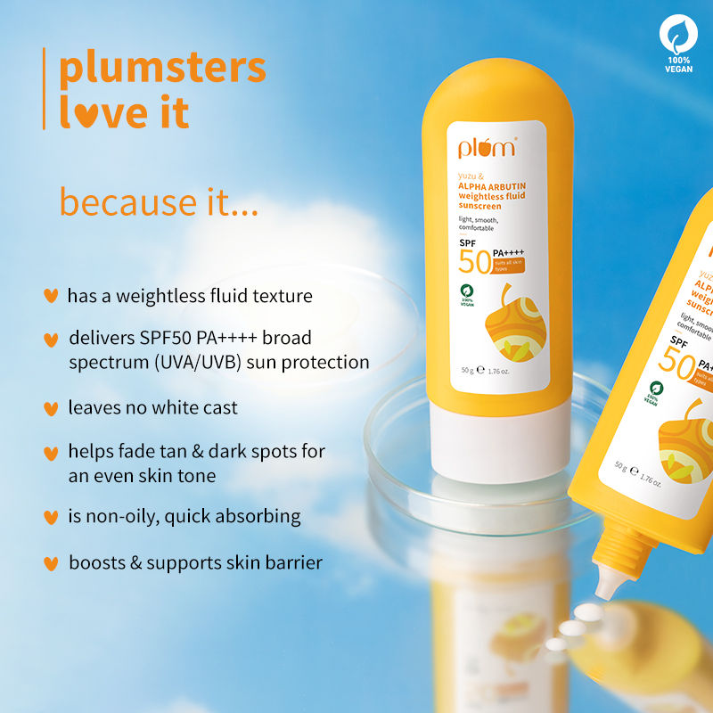 Yuzu & Alpha Arbutin Weightless Fluid Sunscreen SPF 50 PA++++ for Oily,Normal&DrySkinType