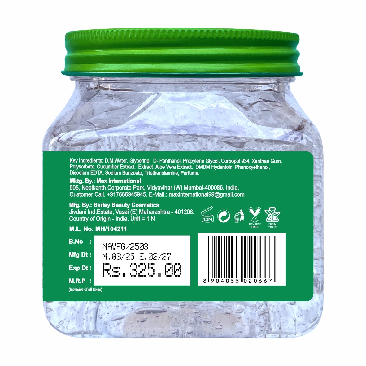 Natural & Pure Aloe Vera Gel for Skin & Hair - Hydrating, Soothing & Refreshing Care