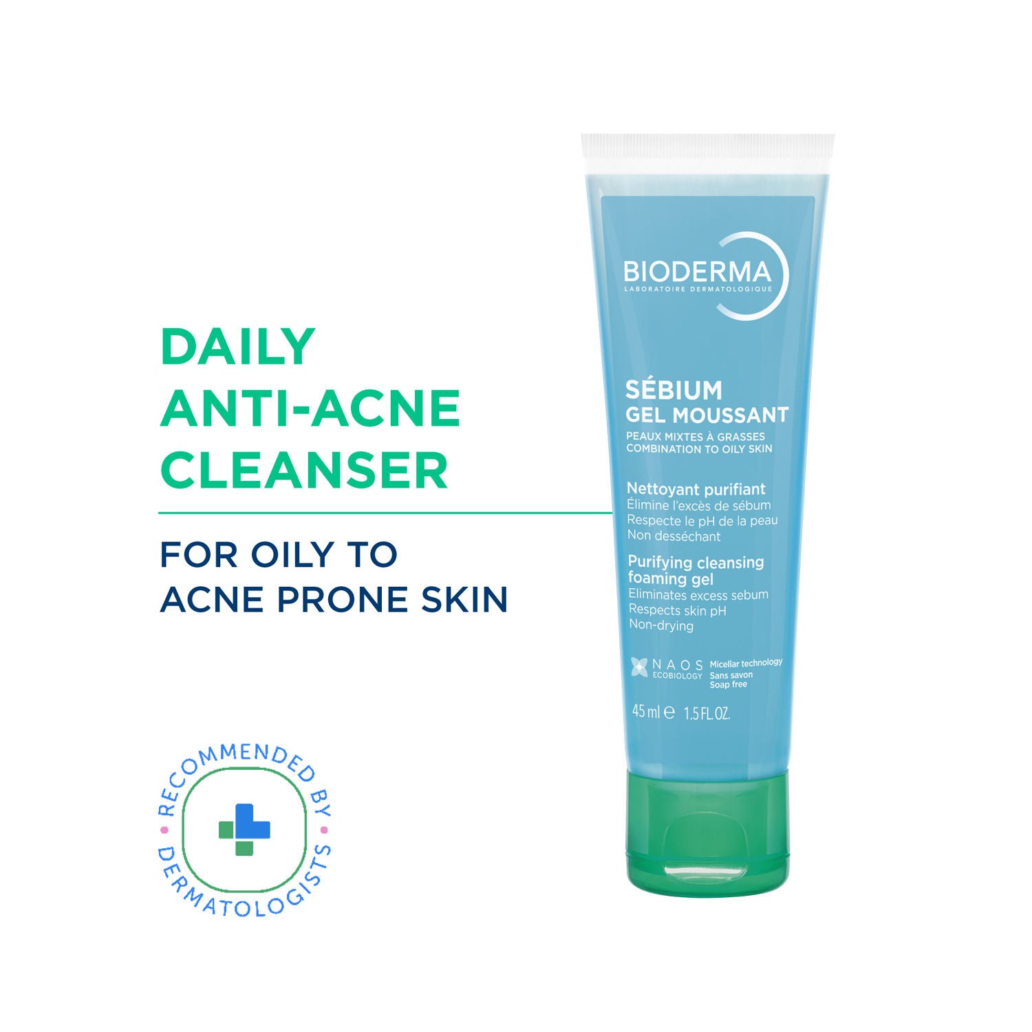 Cleanser - Sebium Gel Moussant - Acne Defence Cleanser For Oily Acne Prone Skin - 45ml