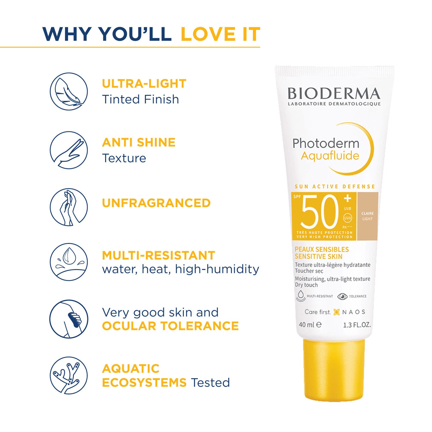 Photoderm Aquafluide Claire SPF 50+ PA+++ Tinted Sunscreen for All Skin Types|In Vivo Tested