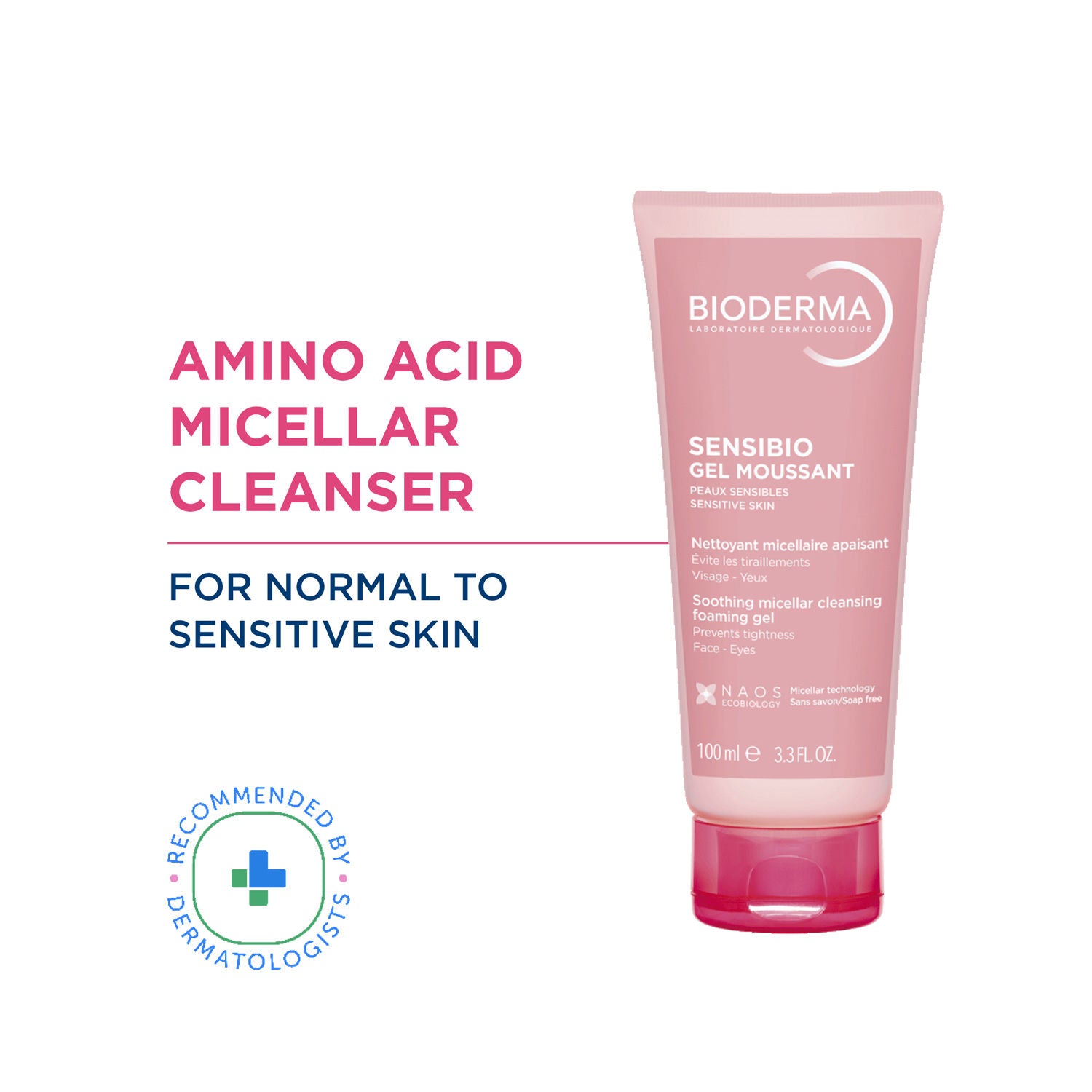 Sensibio Gel Moussant SLS Free Cleanser With Vitamin E-24h Hydration-Micellar Gel - 100ml