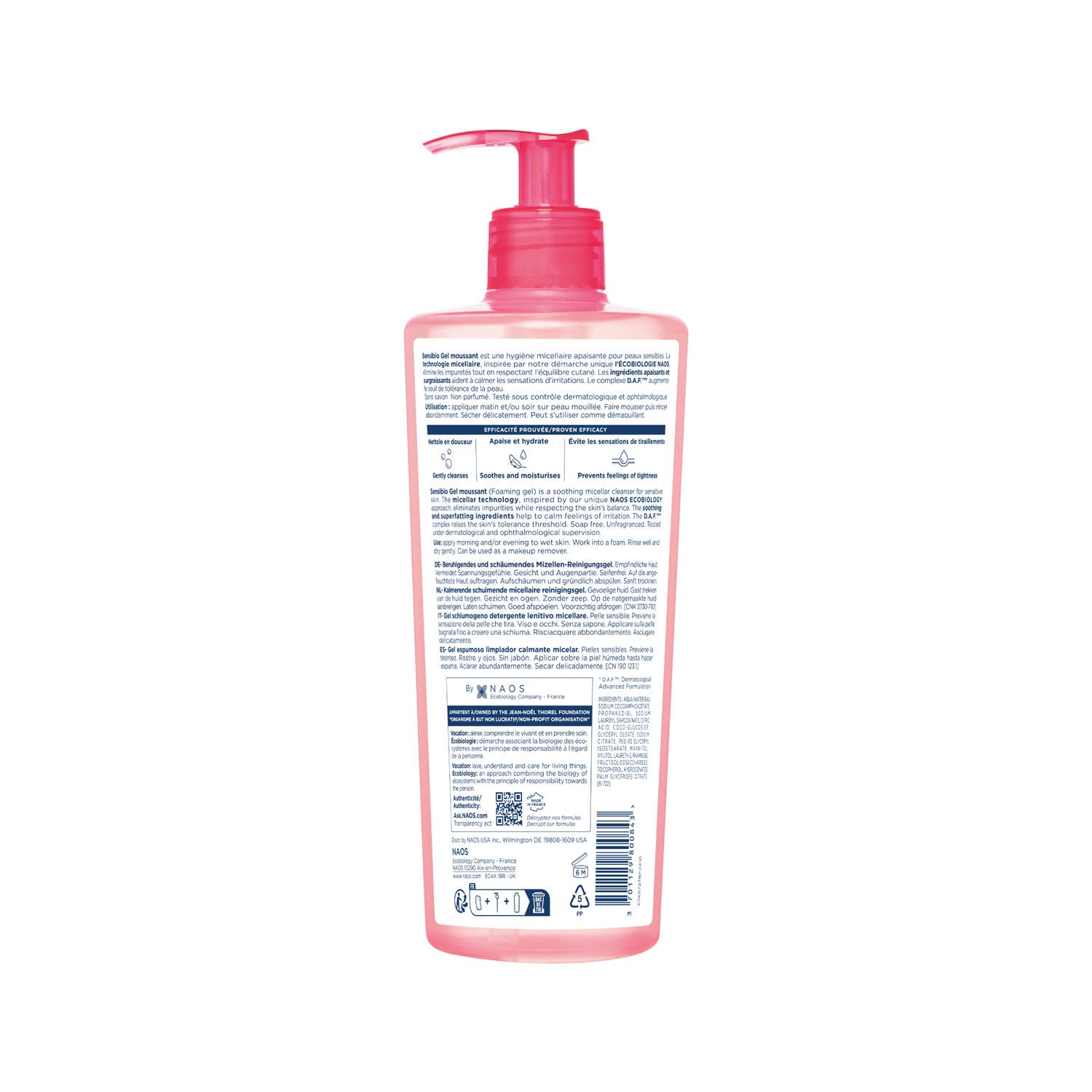 Sensibio Gel Moussant SLS Free Cleanser With Vitamin E-24h Hydration-Micellar Gel