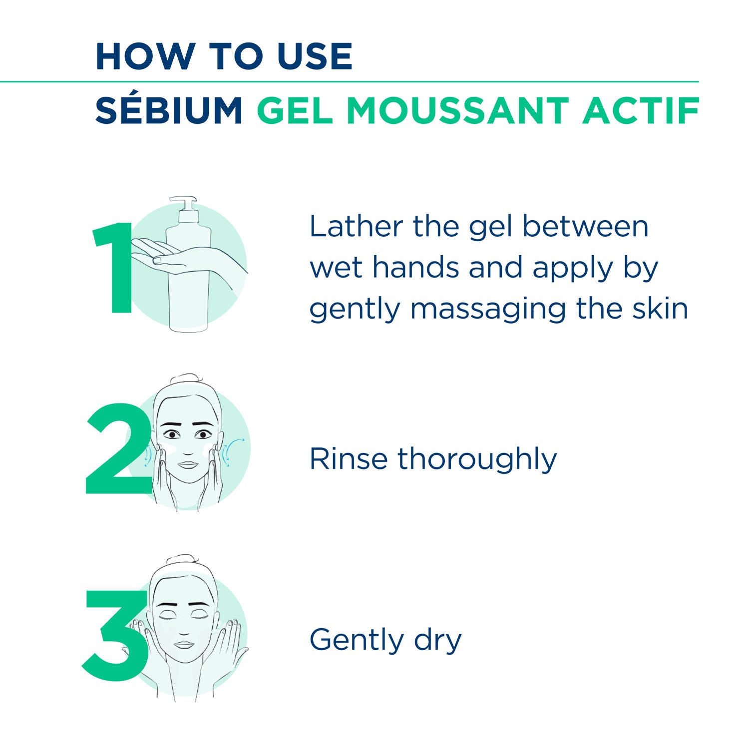 Sebium Gel Moussant Actif Cleanser with Salicylic & Glycolic Acid for Acne Prone, Oily Skin