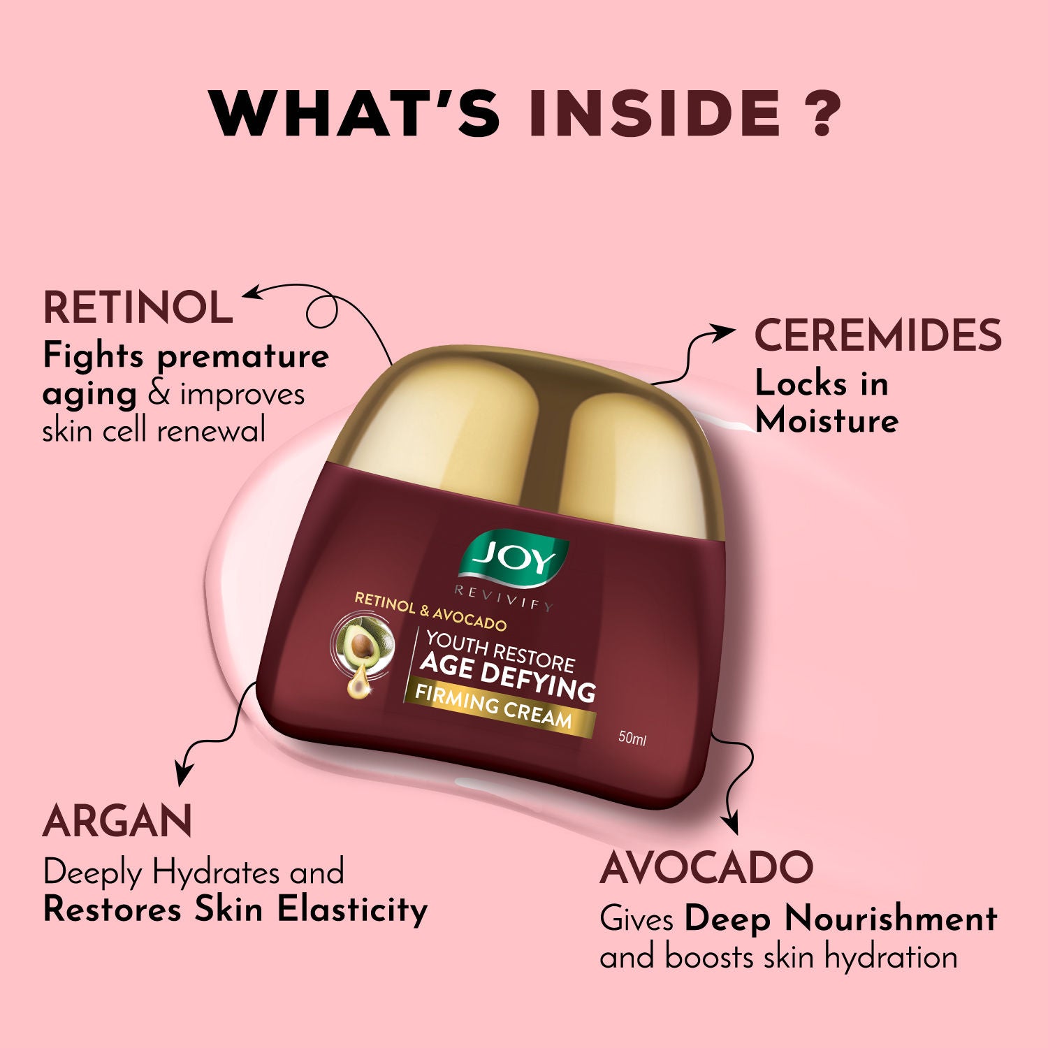 Retinol Night Cream with Ceramides & Avocado Anti Aging Face Cream for Women