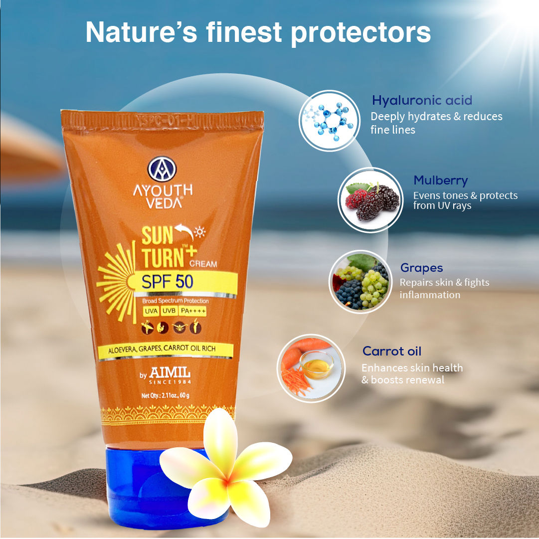 Sun Turn+ SPF 50 Cream with Hyaluronic Acid to Protect Skin from Harmful UVA & UVB Rays