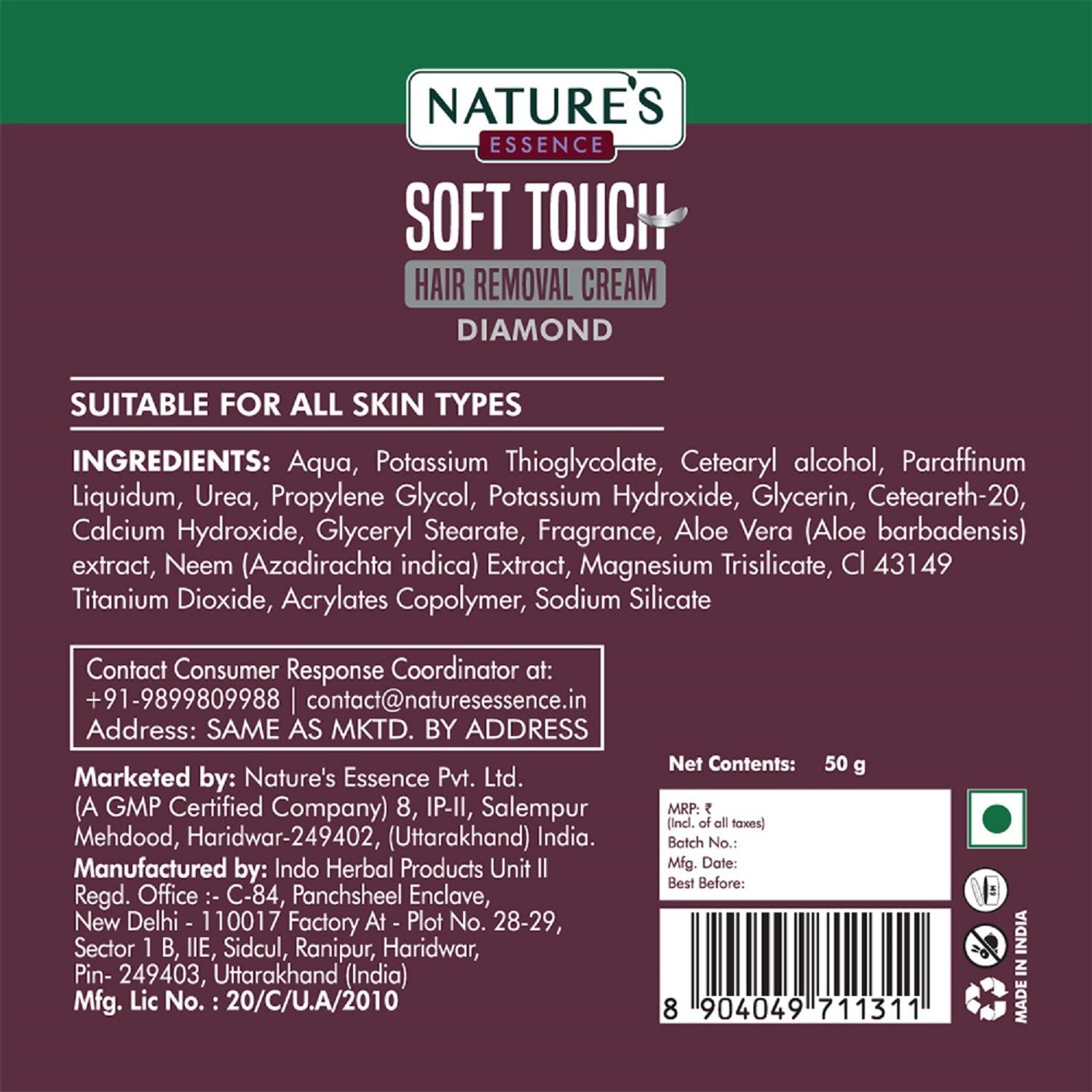 Soft Touch Hair Removal Cream Diamond For All Skin Types