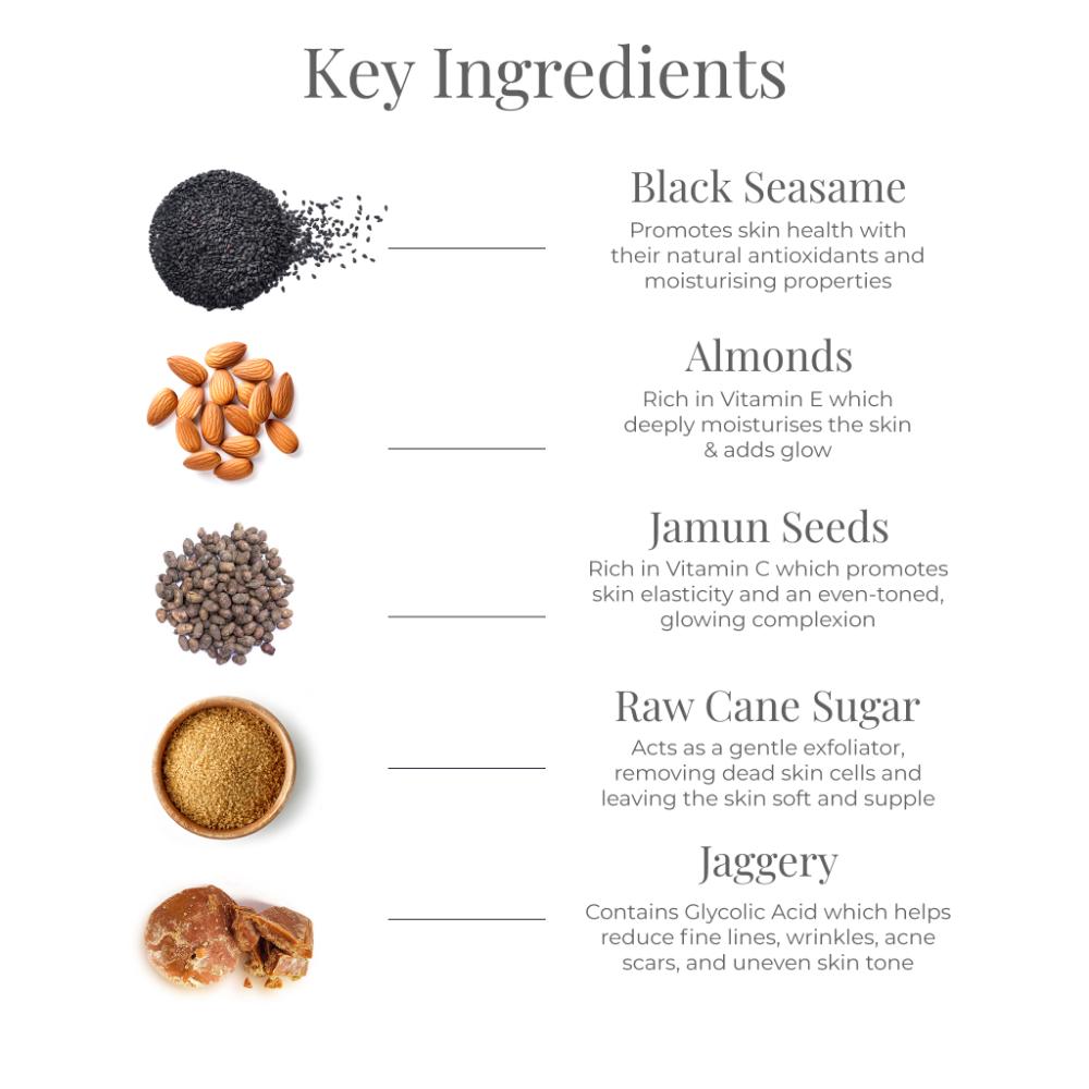 Nourishing Facial Scrub for Dry Skin - Black Sesame & Jaggery Ayurvedic Face Scrub