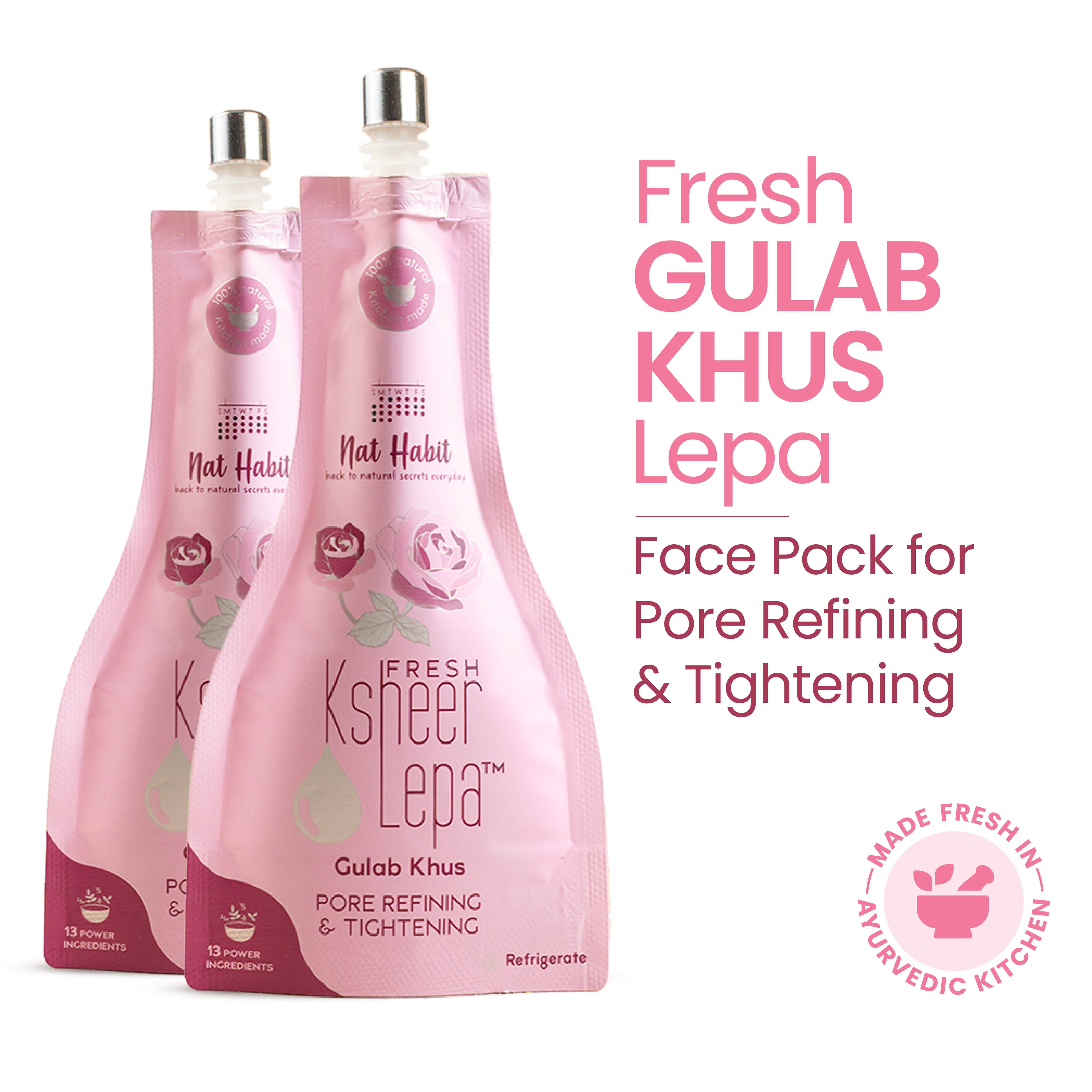 Gulab Khus Ksheer Lepa, Clay Face Mask for Pore Refining & Tightening, Ayurvedic Face Pack