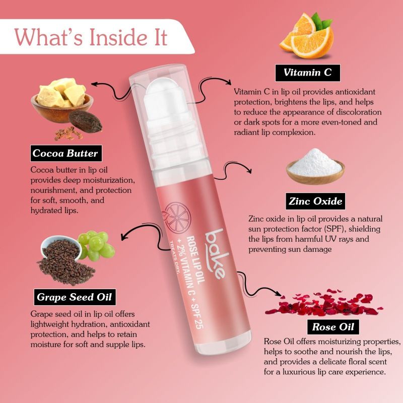 2% Vitamin C Tinted Rose Lip Balm Oil For Dark Pigmented Lips With SPF 25 PA+++