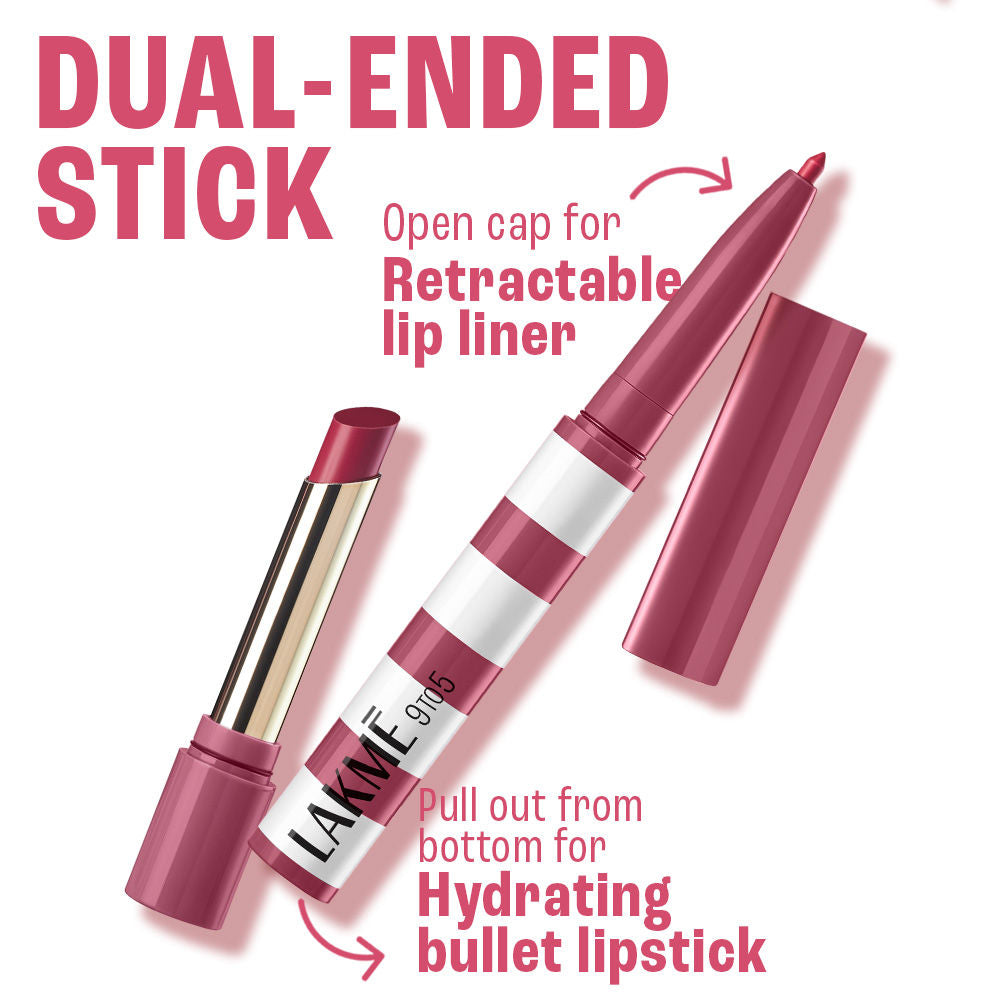 9to5 Hya Beach Edit, Lipstick + Liner Duo, SPF 30, Hydrating Matte