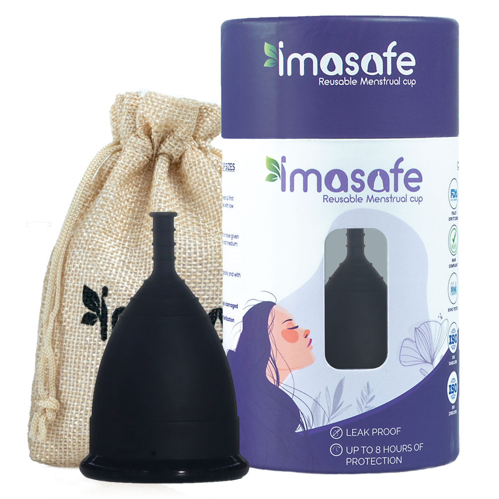 100% Medical Grade Silicone Menstrual Cup Ultra Soft Black-Large