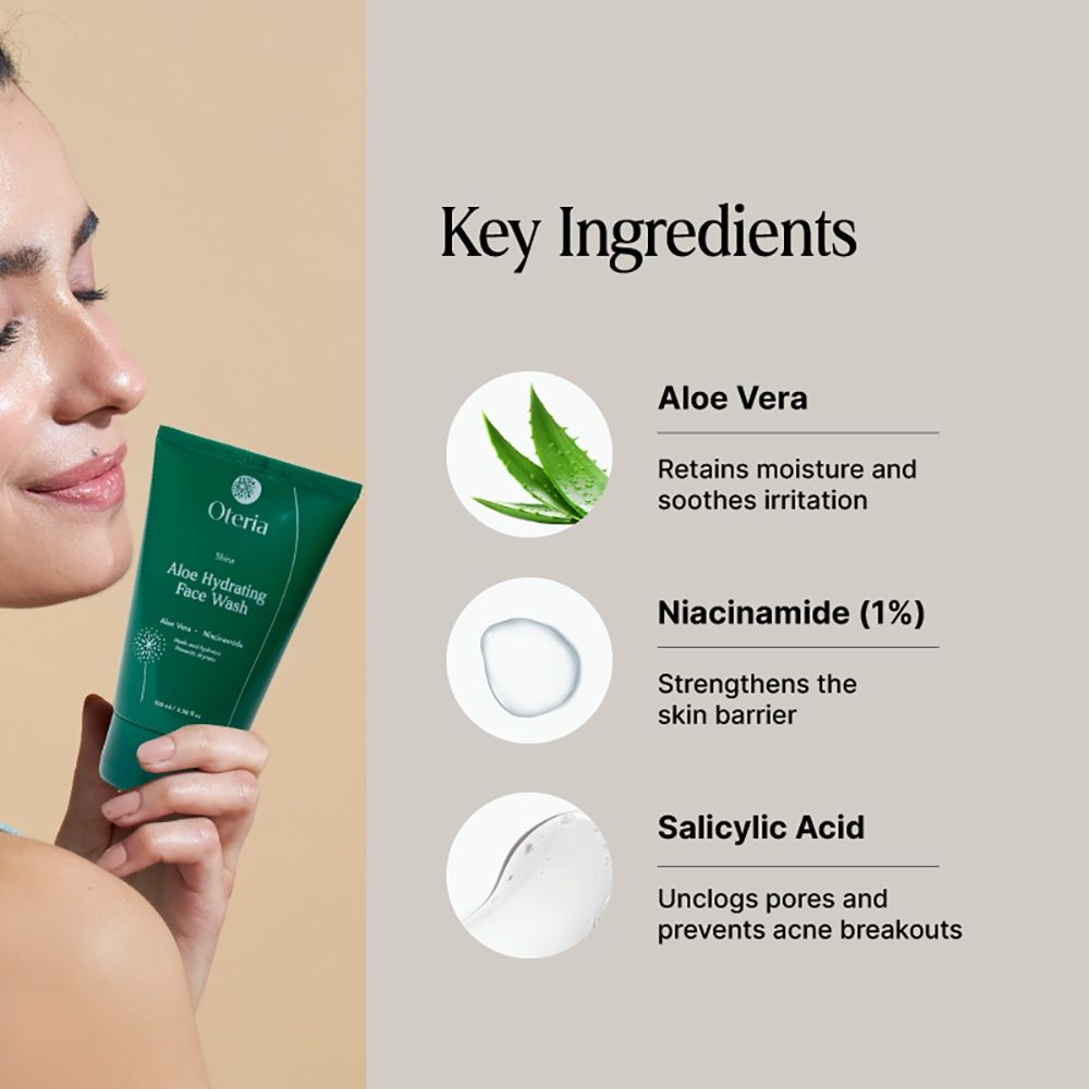 Aloe Vera Gentle Face Wash 1% Niacinamide Hydrating Cleanser For Oily & Acne Prone Skin