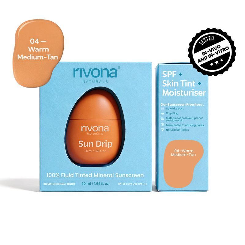 Sundrip 100% Mineral Fluid Tinted Sunscreen SPF 50 PA ++ - 04 Warm Medium Tan