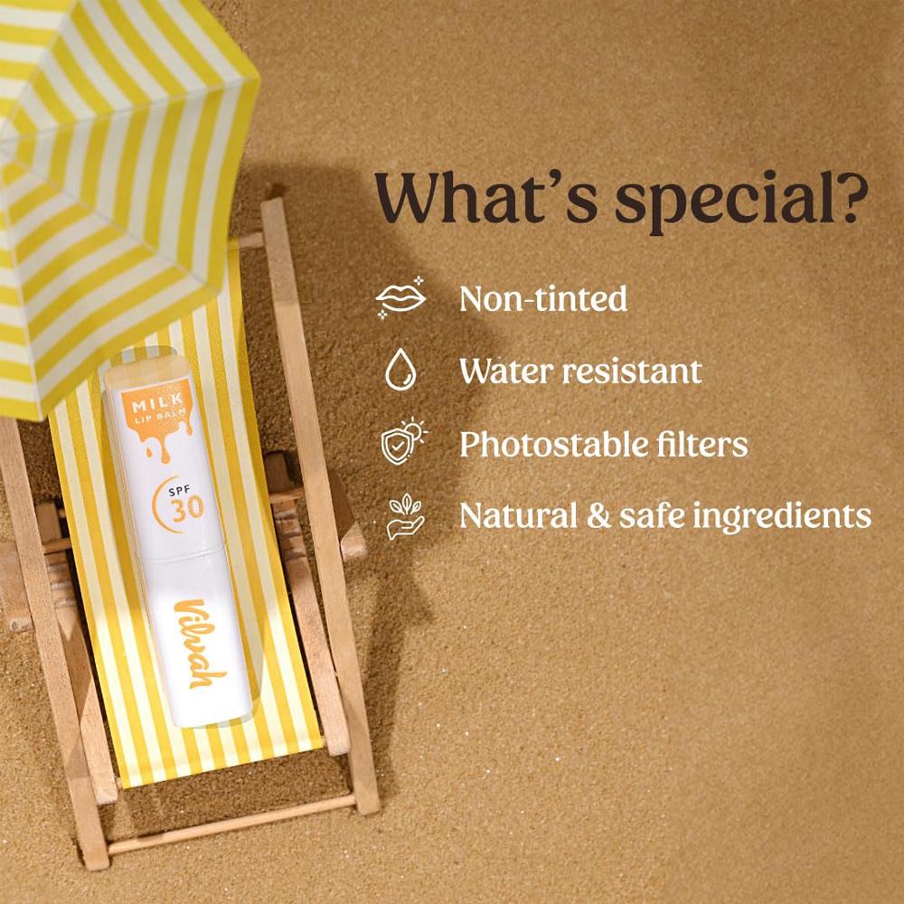Spf 30 Milk Lip Balm With Uva-Uvb Protection, Enriched With Soy Milk & Vitamin E