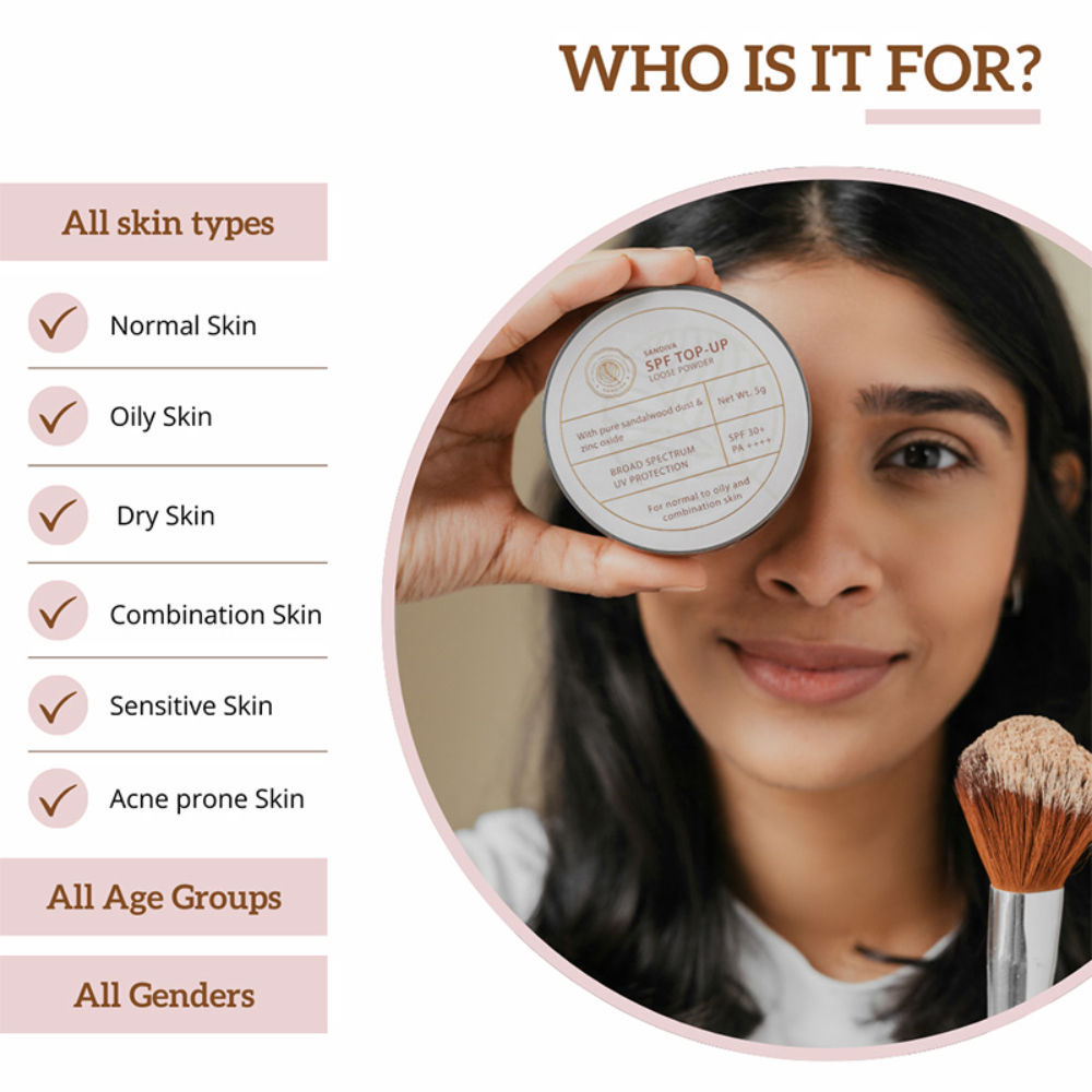 SPF Top-Up Loose Powder with Zinc Oxide, SPF 30+ PA++++, UV Protection, No White Cast