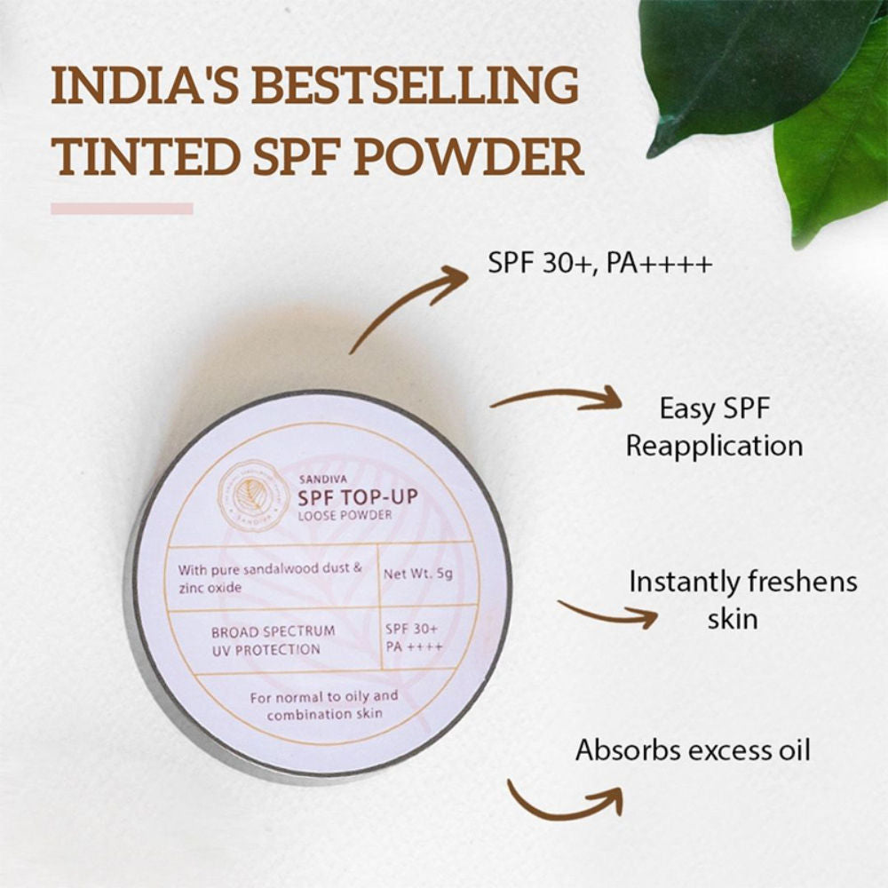SPF Top-Up Loose Powder with Zinc Oxide, SPF 30+ PA++++, UV Protection, No White Cast