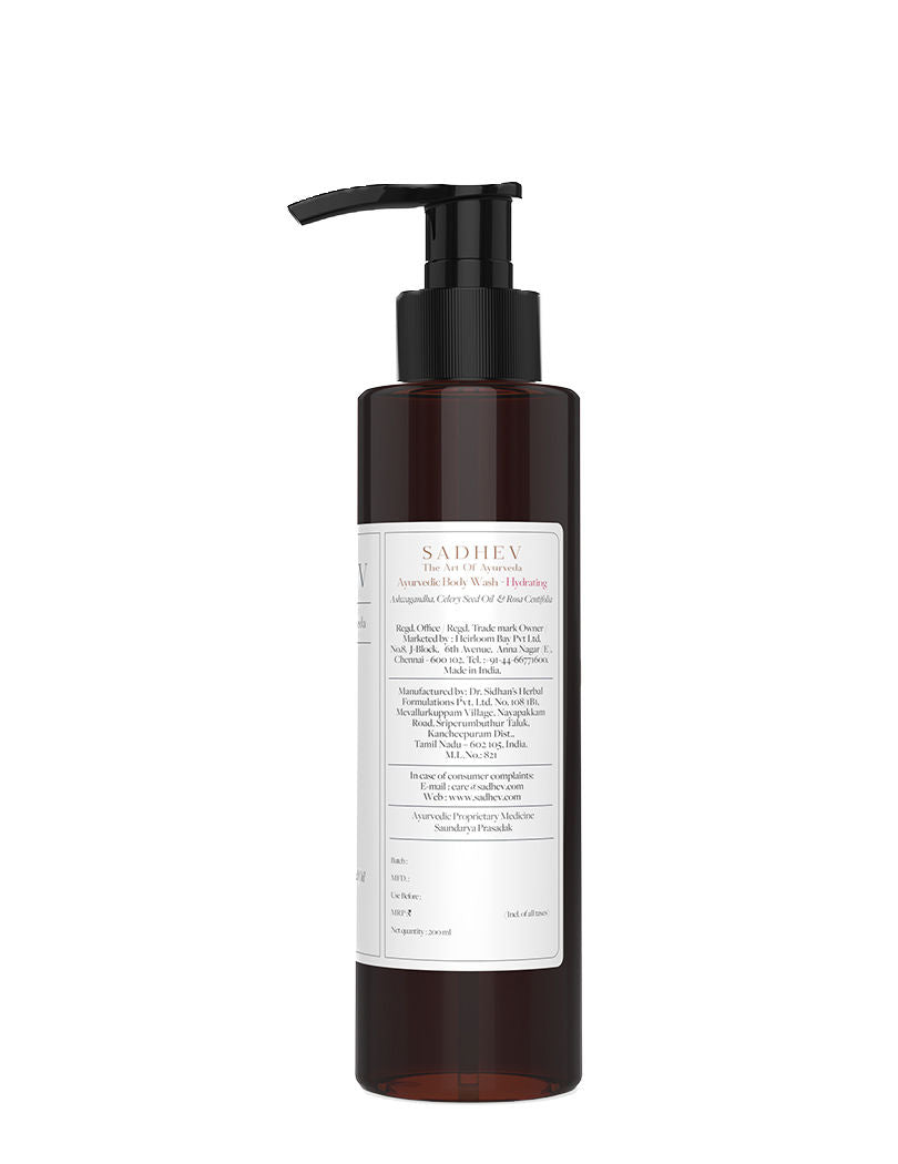 Ayurvedic Ashwagandha, Celery Seed Oil & Rosa Centifolia Hydrating Body Wash