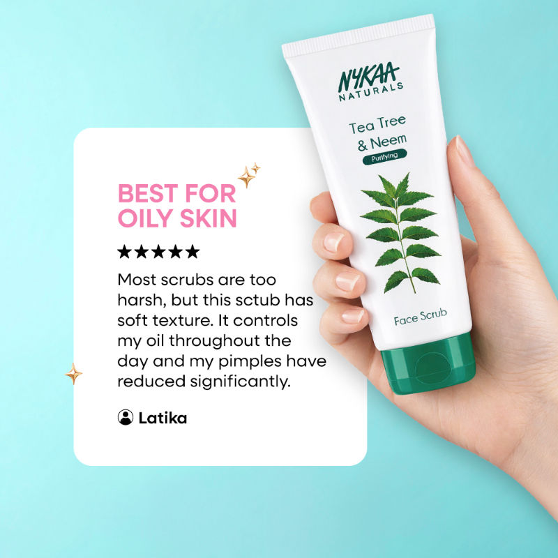 Nykaa Naturals Tea Tree & Neem Detox Face Scrub For Purifying, Acne Control & Clear Skin Glow