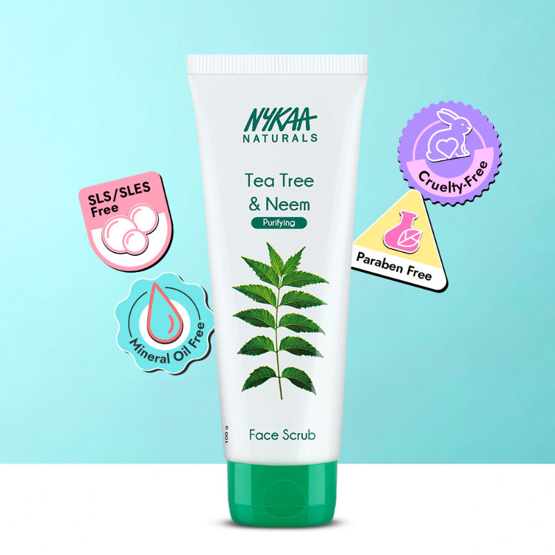 Nykaa Naturals Tea Tree & Neem Detox Face Scrub For Purifying, Acne Control & Clear Skin Glow