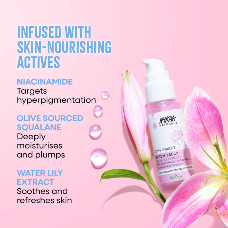 Nykaa Naturals Glow Brightening Niacinamide & Waterlily Face Serum Jelly with Squalane, Non-sticky