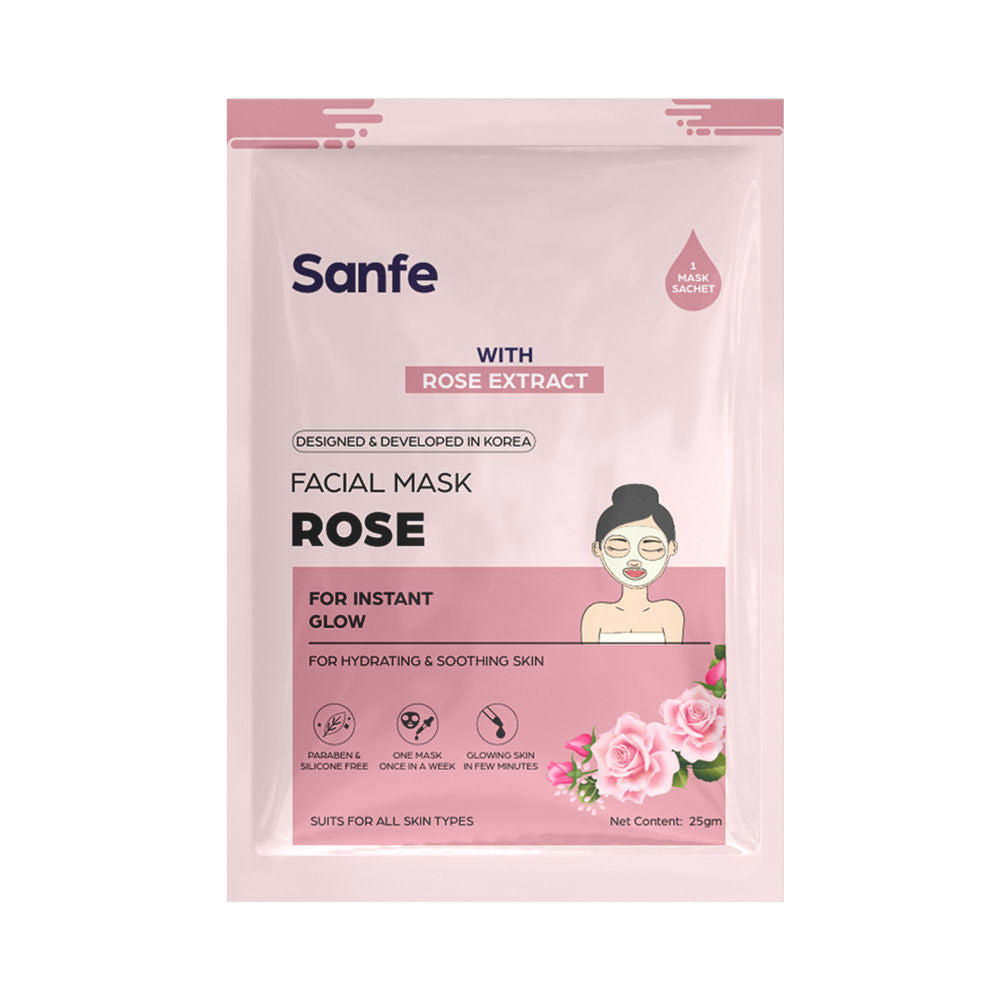 Instant Glow Rose Facial Mask, 100% Fruit Extracts, Korean Mask