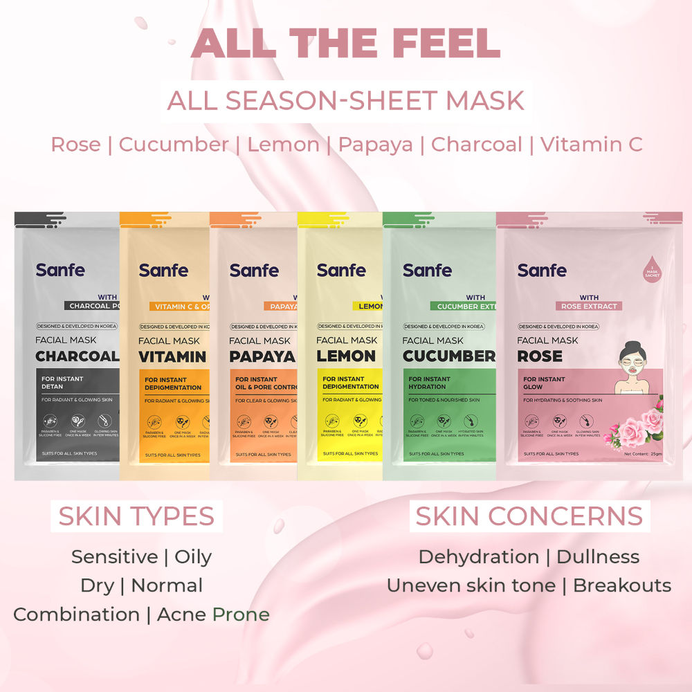 Instant Glow Rose Facial Mask, 100% Fruit Extracts, Korean Mask