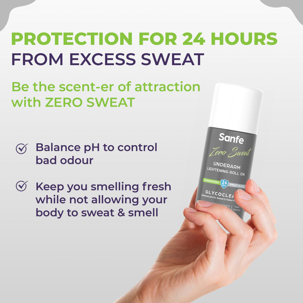 Zero Sweat Underarm Lightening Roll On, Lightens & Remove Pigmentation | Men & Women, 50ml