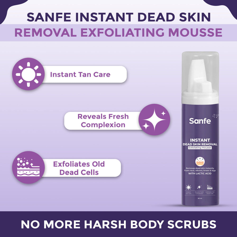 Instant Dead Skin Removal Exfoliating Mousse | Visibly Removes Tan, Exfoliates - 60 ml