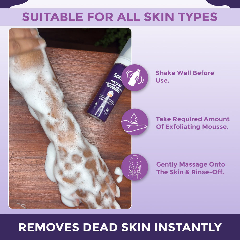 Instant Dead Skin Removal Exfoliating Mousse | Visibly Removes Tan, Exfoliates - 60 ml