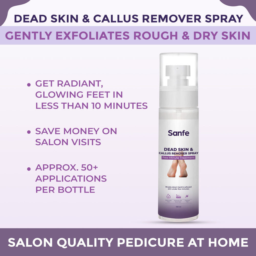 Dead Skin & Callus Remover Spray | Freshens, Exfoliates - For dry & cracked feet, 100ml