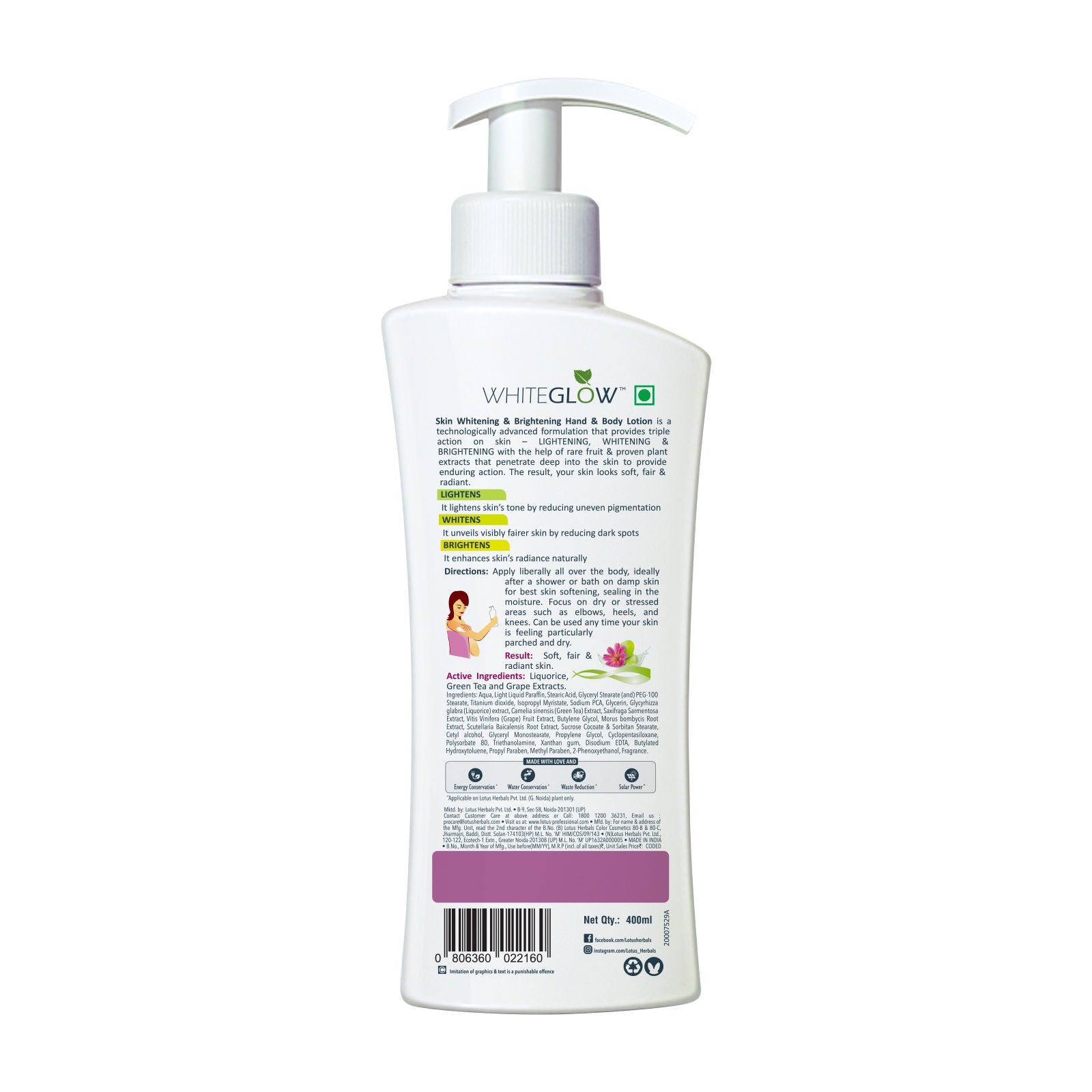 Whiteglow Skin Brightening Hand & Body Lotion SPF 25 PA+++