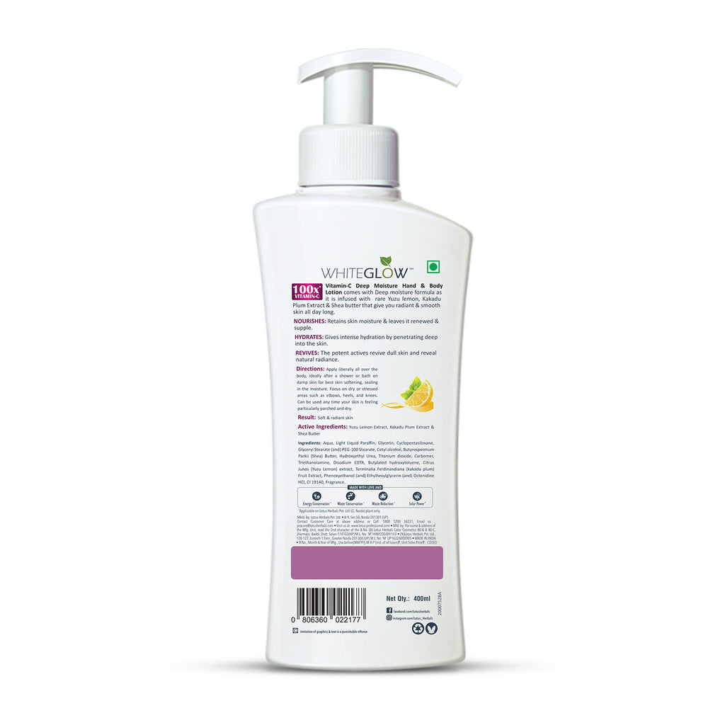 Whiteglow Vitamin C Deep Moisture Hand & Body Lotion Moisturises And Brightens