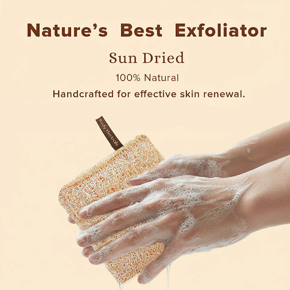 Natural Sun Dried Bath Loofah Square in a Gift Bag Body Scrubber Women & Men