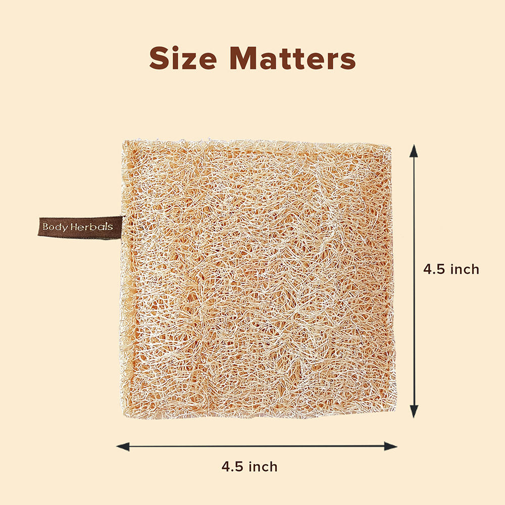 Natural Sun Dried Bath Loofah Square in a Gift Bag Body Scrubber Women & Men