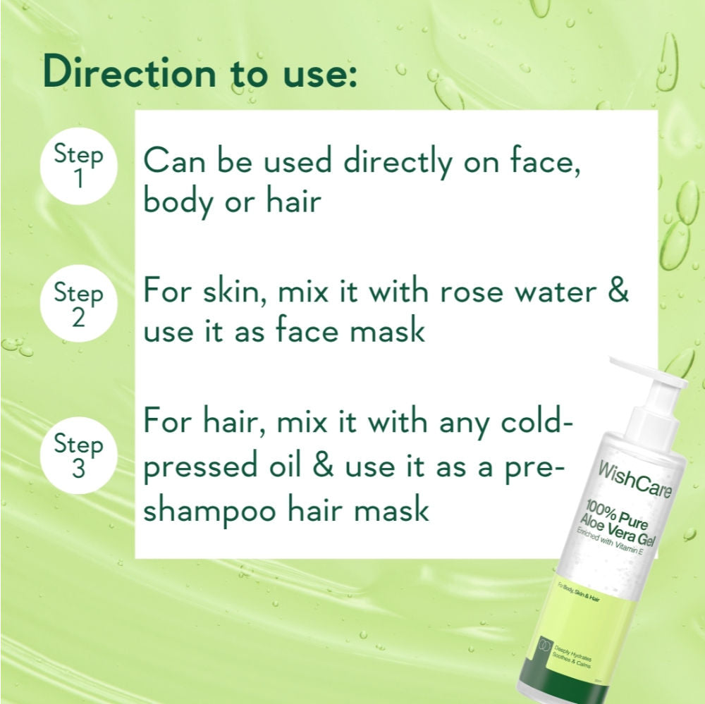 Pure & Natural Aloe Vera Gel for Face & Hair- Hydrates, Moisturizes & Soothes Skin