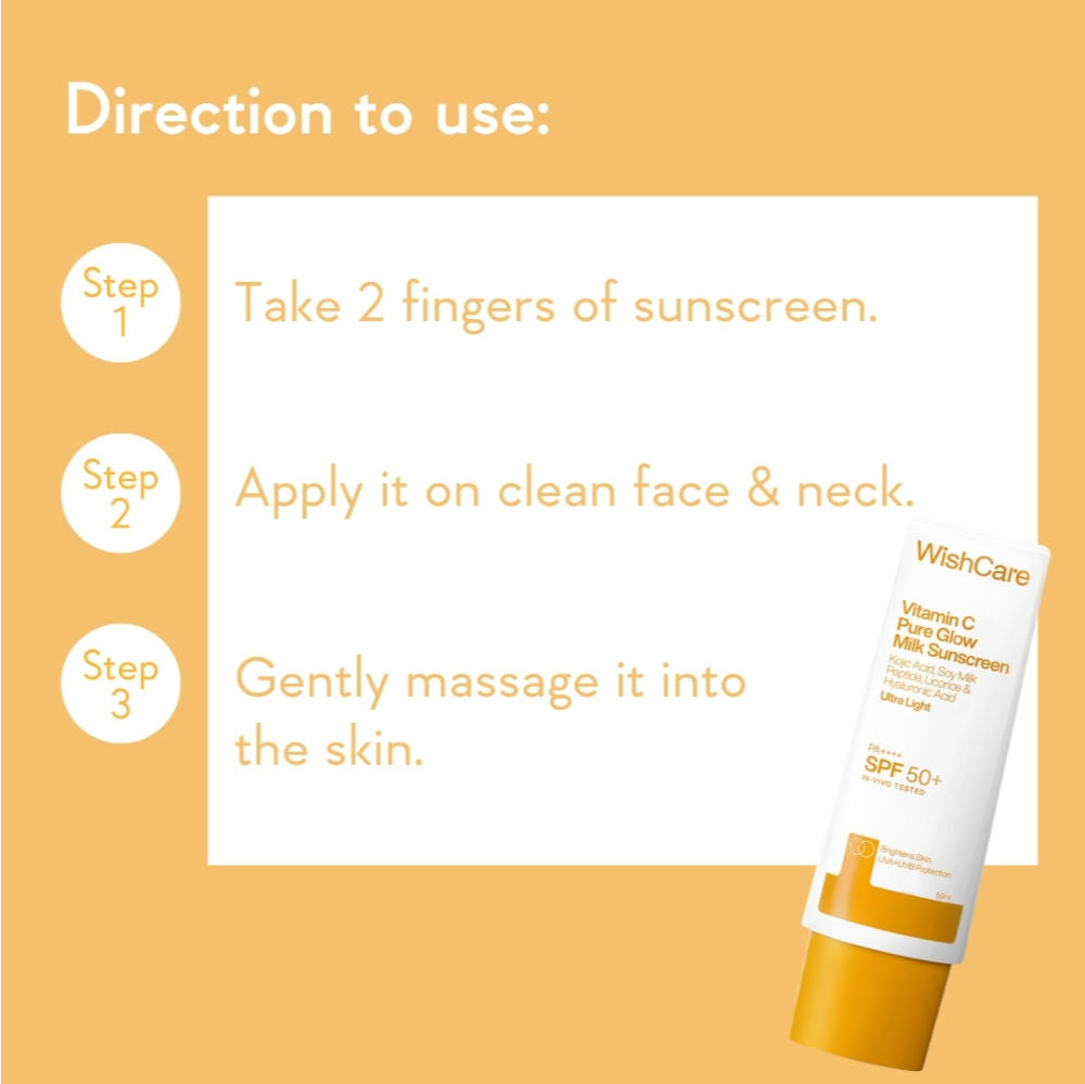Vitamin C Pure Glow Brightening Face Sunscreen for Dry Skin with SPF50 PA++++In-Vivo Tested