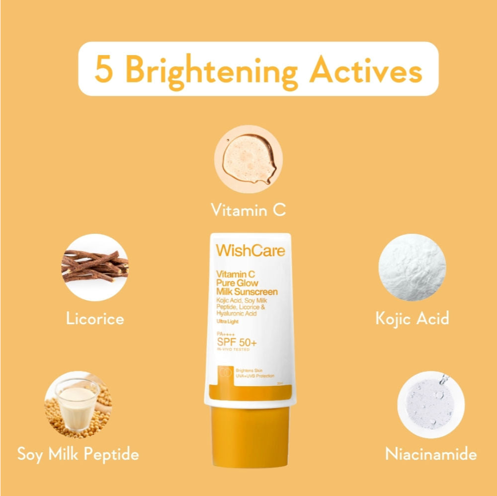 Vitamin C Pure Glow Brightening Face Sunscreen for Dry Skin with SPF50 PA++++In-Vivo Tested