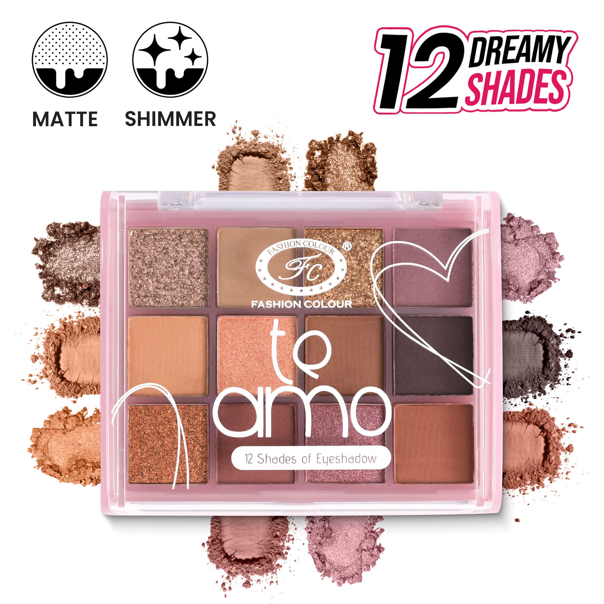 Te Amo 12 Shade Eyeshadow Palette - Shade 01
