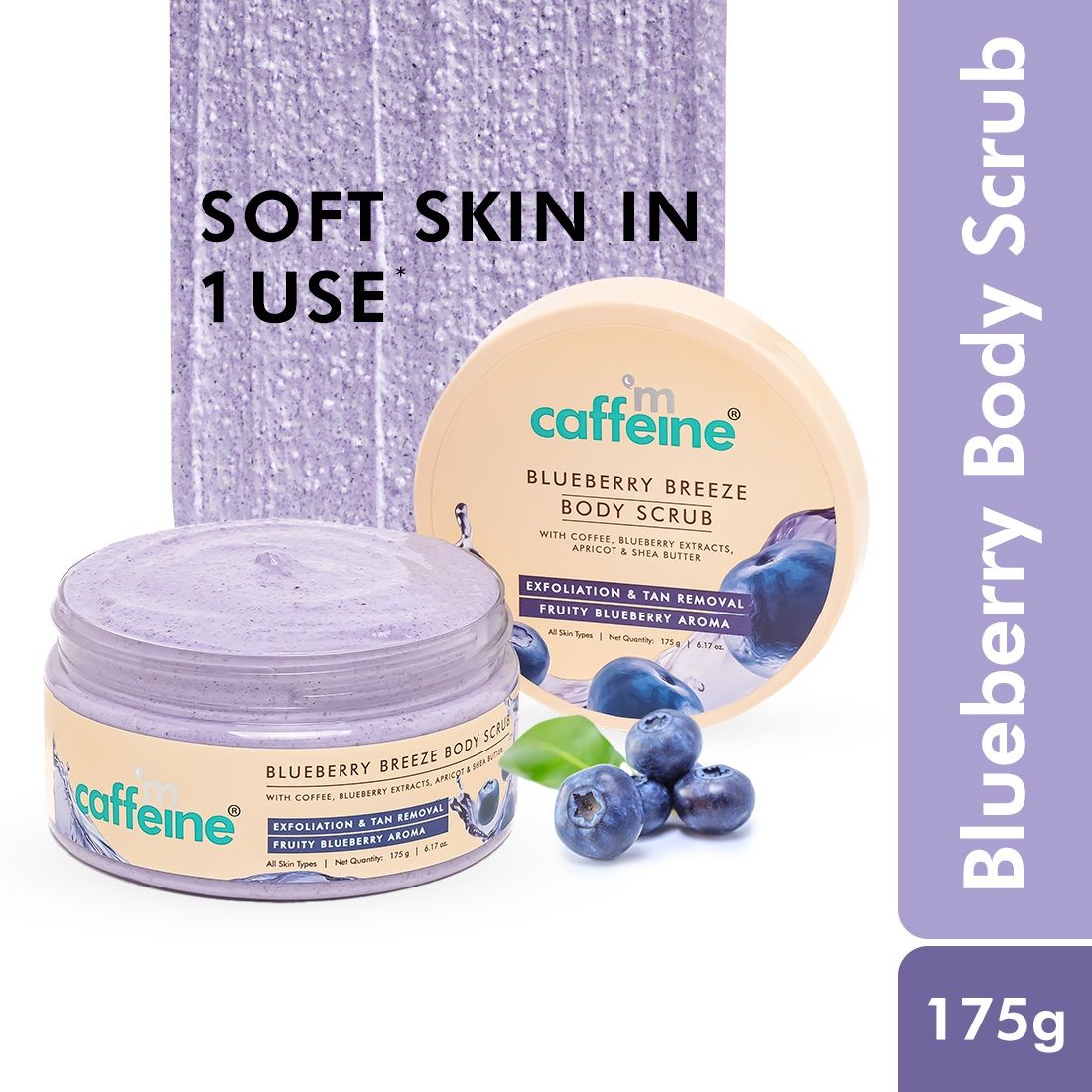 Blueberry Breeze Body Scrub For Glowing Skin, Exfoliates & Removes Tan