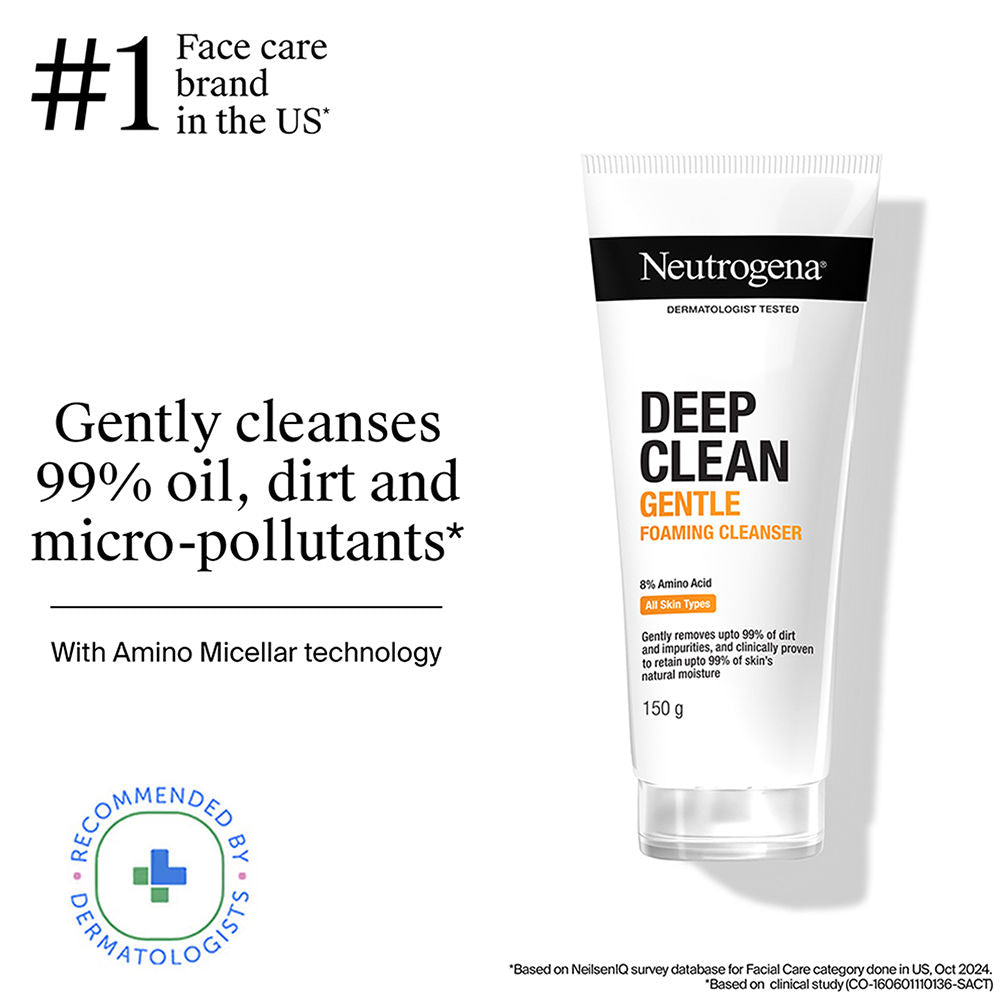Deep Clean Gentle Foaming Cleanser - Moisturizing Face Wash for Normal to Sensitive Skin