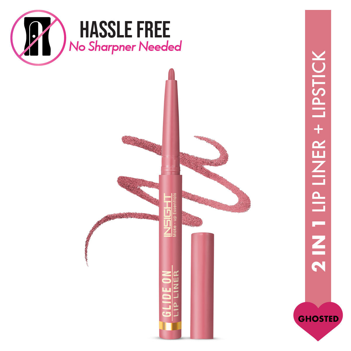 Glide On Lip Liner, Intense Pigment, Long Wear Matte Lip Formula - Ghosted