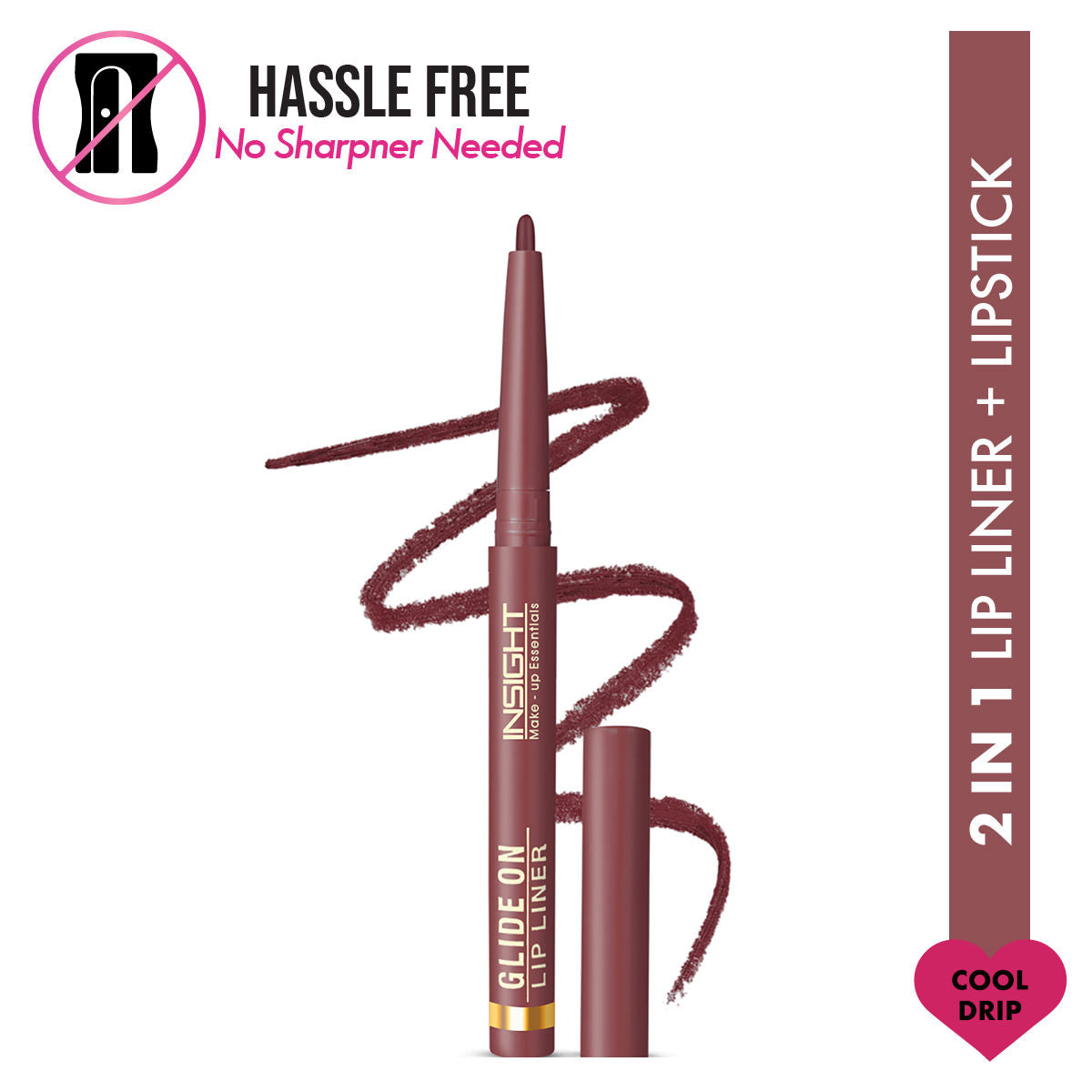 Glide On Lip Liner, Intense Pigment, Long Wear Matte Lip Formula - Cool Drip
