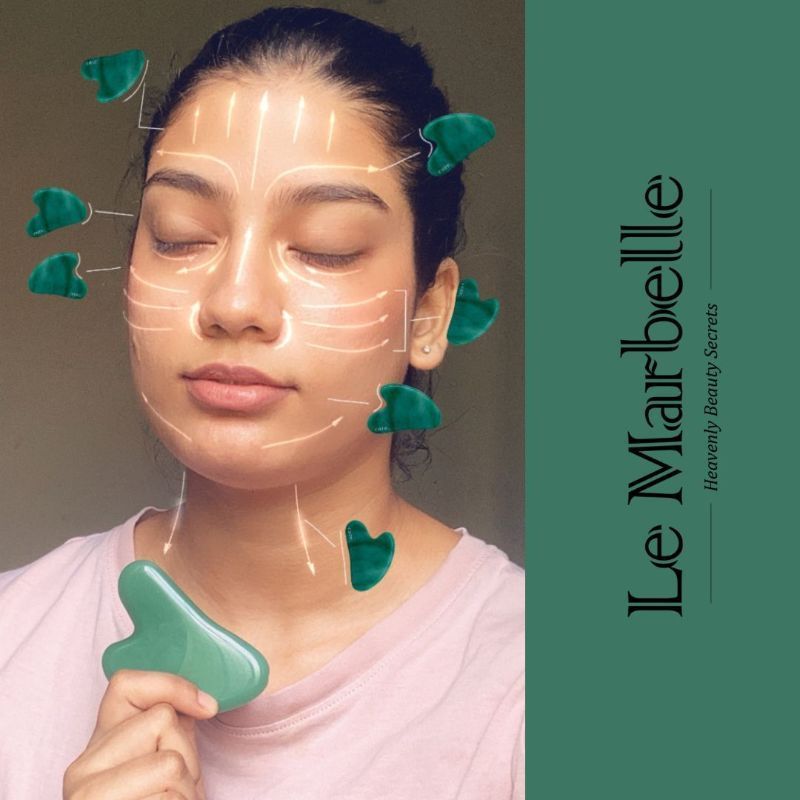 Jade Gua Sha Stone Face Massager For Face, Neck Glow & Skin Brightening