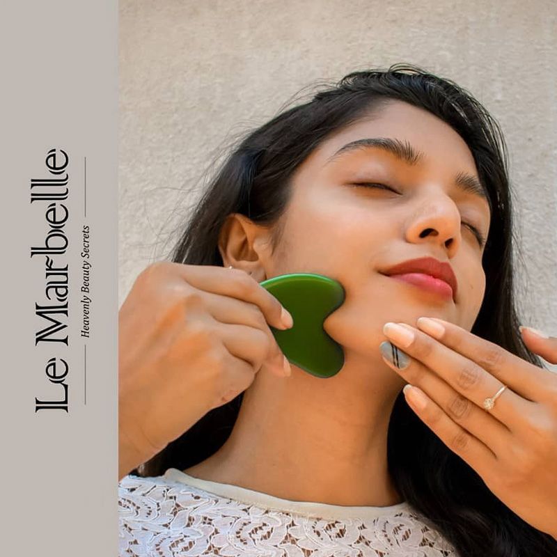 Jade Gua Sha Stone Face Massager For Face, Neck Glow & Skin Brightening