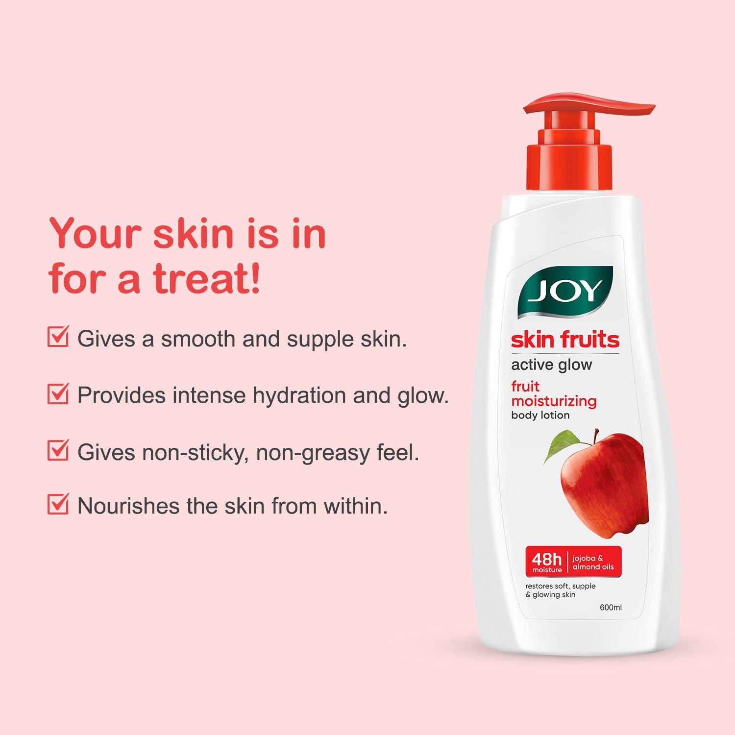 Skin Fruits Apple Body Lotion - Lightweight, Non-Sticky & Deep Hydration