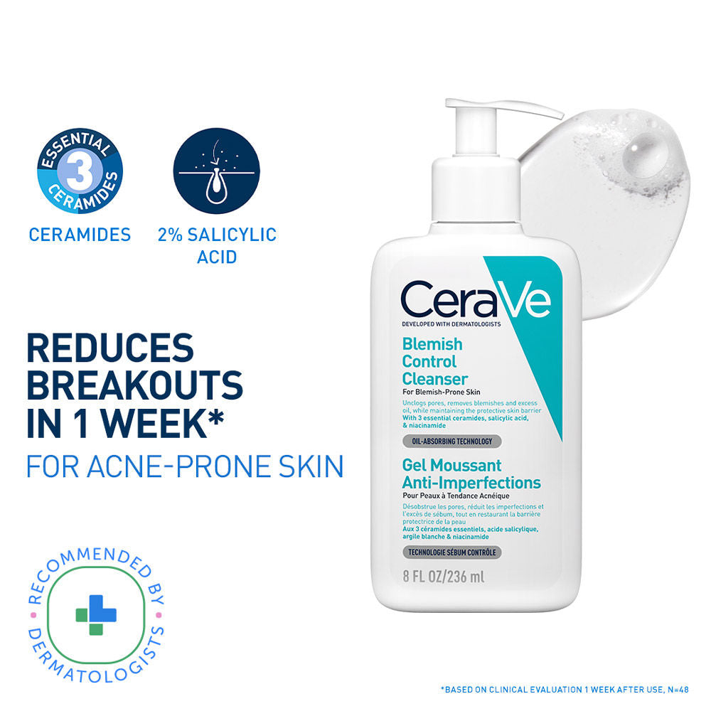 Blemish Control Cleanser With 2% Salicylic Acid & Niacinamide For Acne-Prone Skin