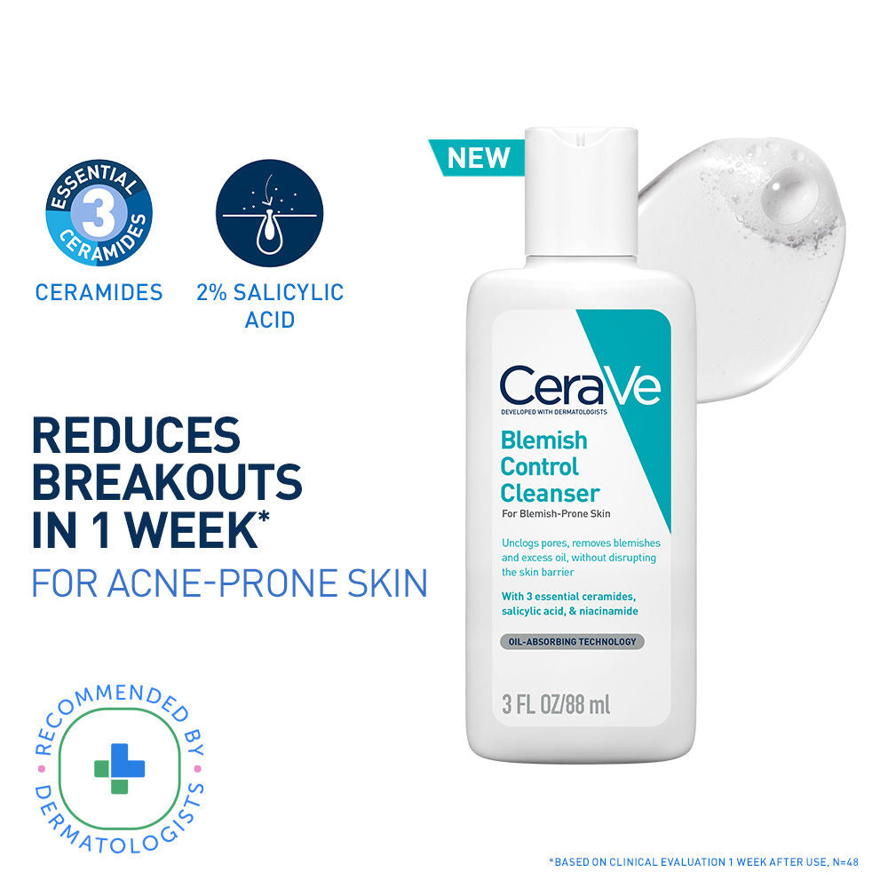 Blemish Control Cleanser With 2% Salicylic Acid & Niacinamide For Acne-Prone Skin - 88ml