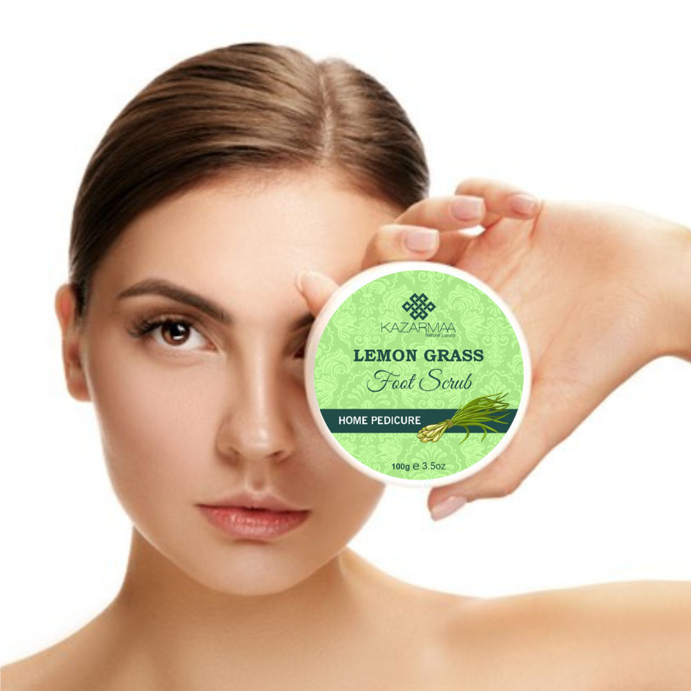 Lemon Grass Foot Scrub For Home Pedicure With Natural Oils And Foot Scrubber Tool