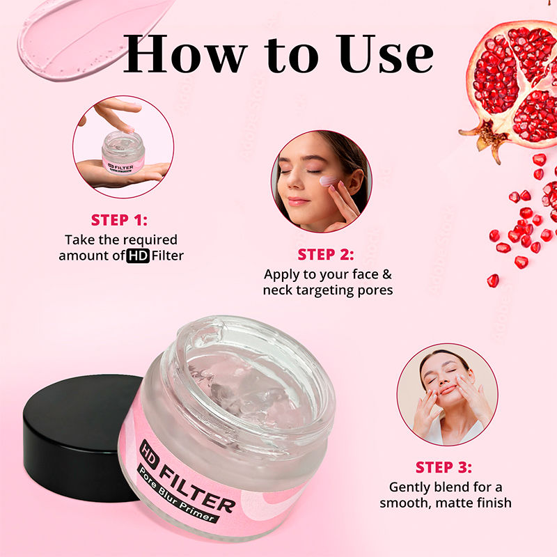 HD Filter Face Primer - Mattifying, Pore Blur, Smoothing & Flawless Finish, All Skin Types